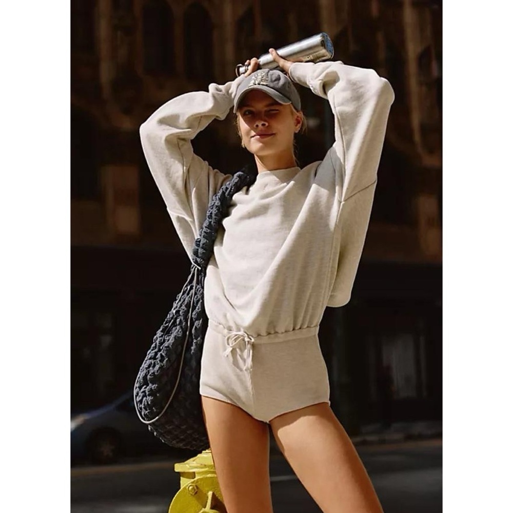 Free People Long Sleeve Sweatshirt One-Piece Cream FP Movement